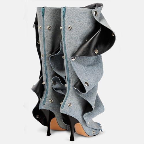 【並行輸入品】Gradinery Women's Knee High Boots Pointed Toe Stiletto High Heelの画像