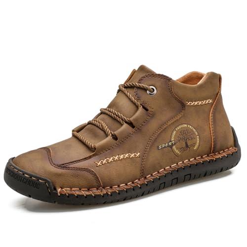 【並行輸入品】Mens Casual Boots Leather Chukka Shoes Vintage Ankle Boots Mid Tの画像