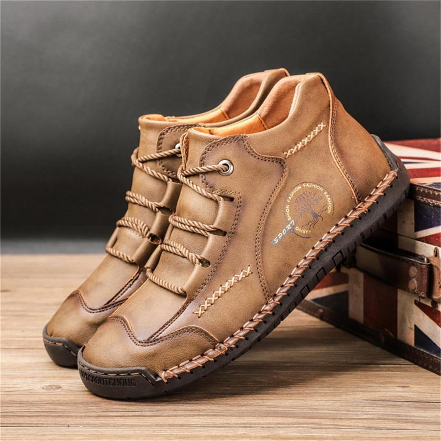 【並行輸入品】Mens Casual Boots Leather Chukka Shoes Vintage Ankle Boots Mid Tの画像