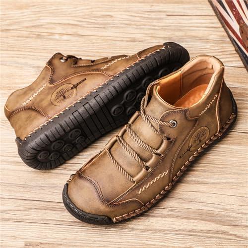 【並行輸入品】Mens Casual Boots Leather Chukka Shoes Vintage Ankle Boots Mid Tの画像