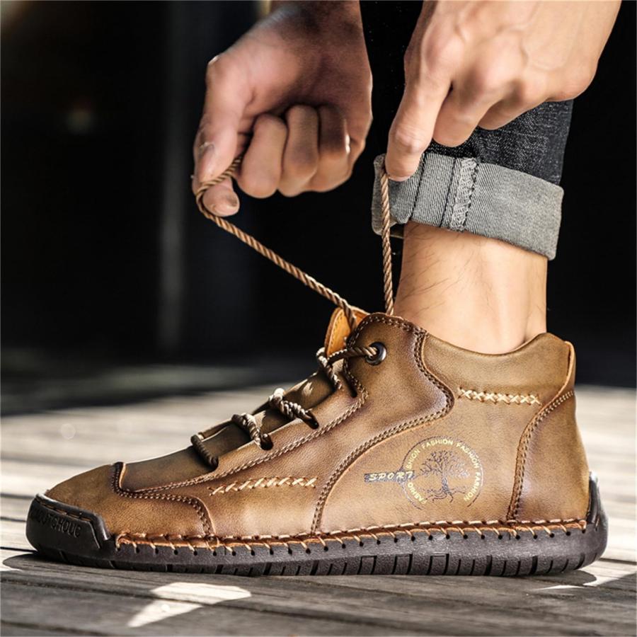 【並行輸入品】Mens Casual Boots Leather Chukka Shoes Vintage Ankle Boots Mid Tの画像