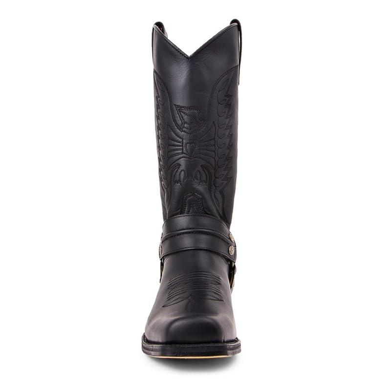 【並行輸入品】XBTEVUDAK Winter Boots for Men Vintage Square Toe Embroidered Leの画像