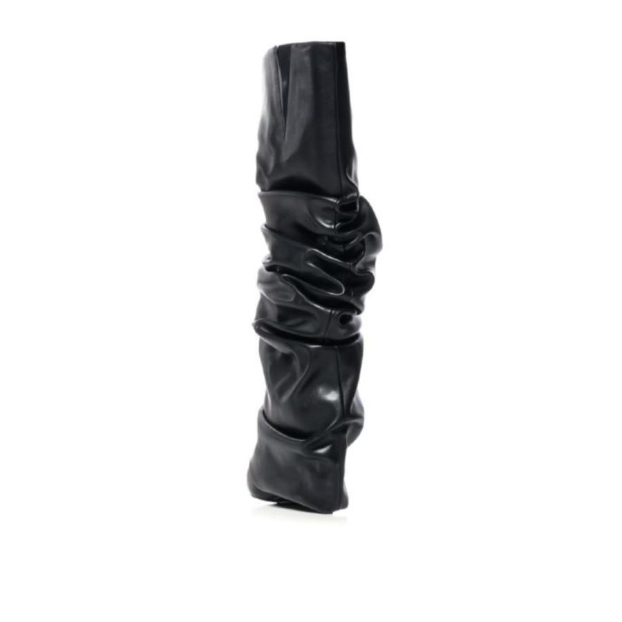 【並行輸入品】CORNMOOD Women's Fold Over Boots Wedge Heel Knee High Booties Faの画像