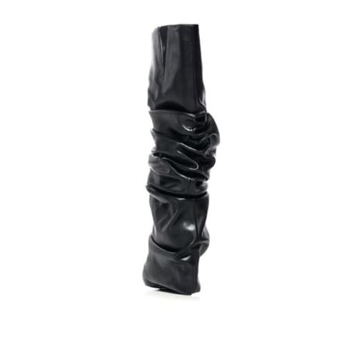 【並行輸入品】CORNMOOD Women's Fold Over Boots Wedge Heel Knee High Booties Faの画像