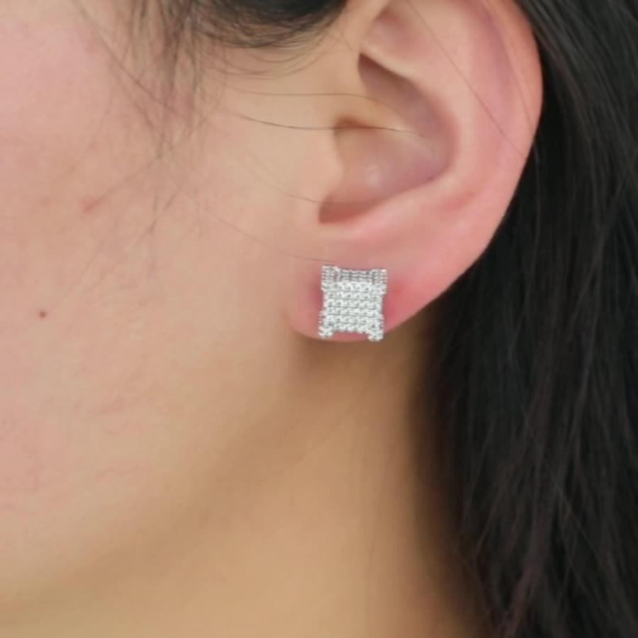 【並行輸入品】14K Gold Densely Set Moissanite Earrings， Hip Hop Style Square E_3
