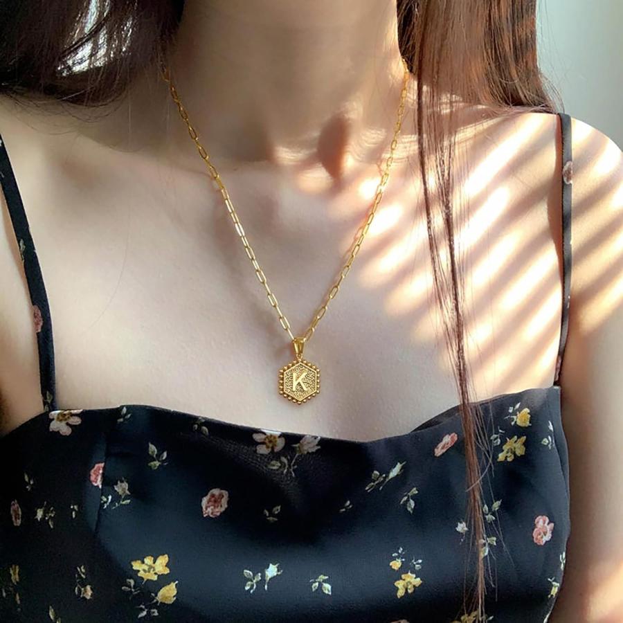 【並行輸入品】M MOOHAM 上品なゴールドネックレス レディース ガールズ 16Kゴールドメッキ イニシャルネックレス トレンディ パーソナライズ_3