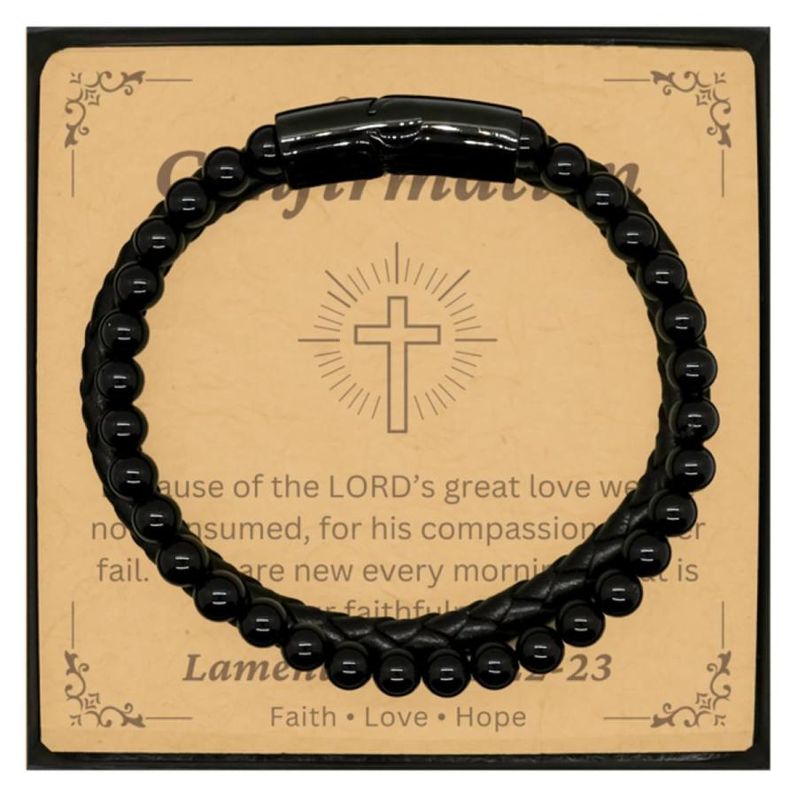 並行輸入品】God Bless You Bible Verse Stone Leather Bracelet For