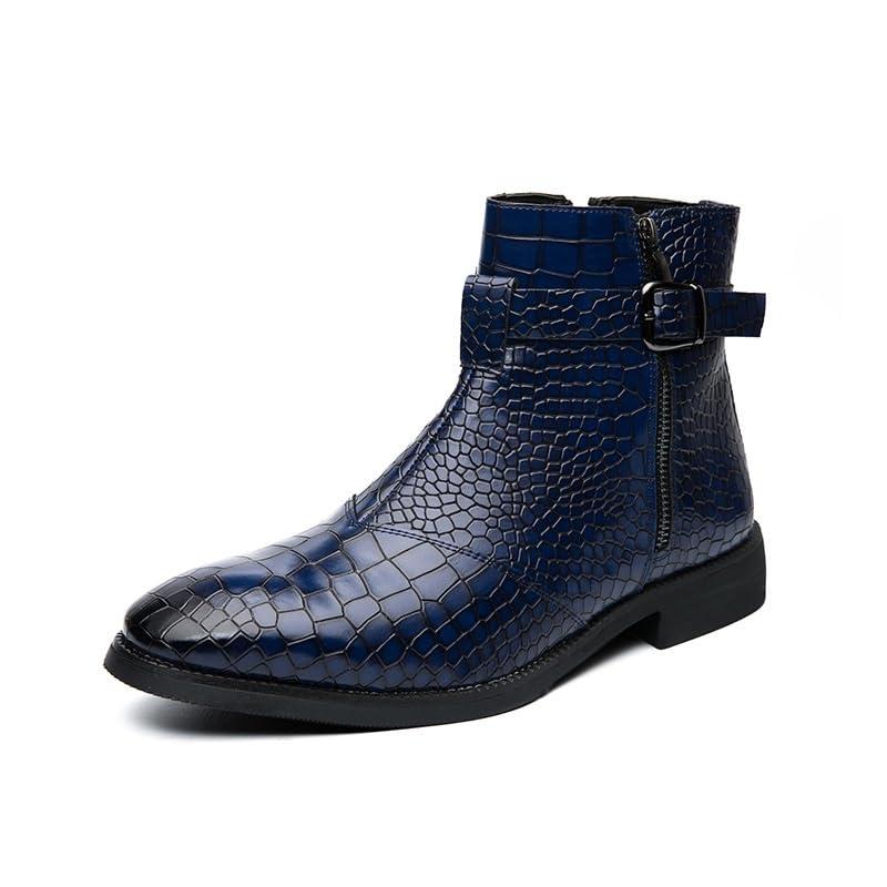 DMGYCK Men's Leather Chelsea Boots,Fashion Bukle Strap Side Zipp 並行輸入品｜bestshop-d｜07
