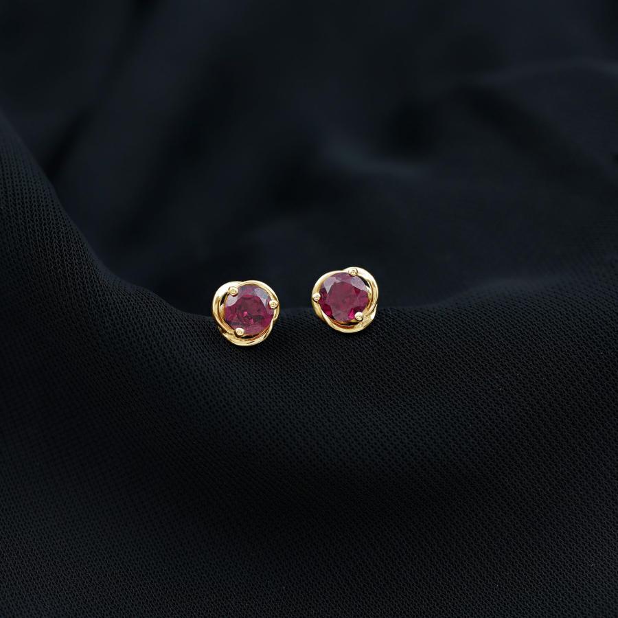 【並行輸入品】1 CT Rhodolite Swirl Stud Earrings, Rhodolite Solitaire Earringsの画像