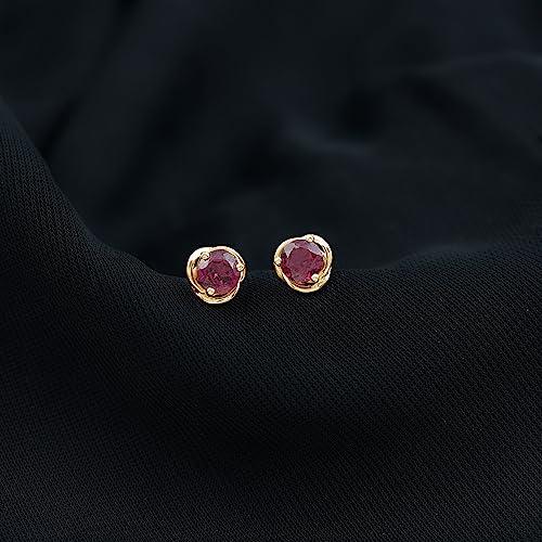 【並行輸入品】1 CT Rhodolite Swirl Stud Earrings, Rhodolite Solitaire Earringsの画像