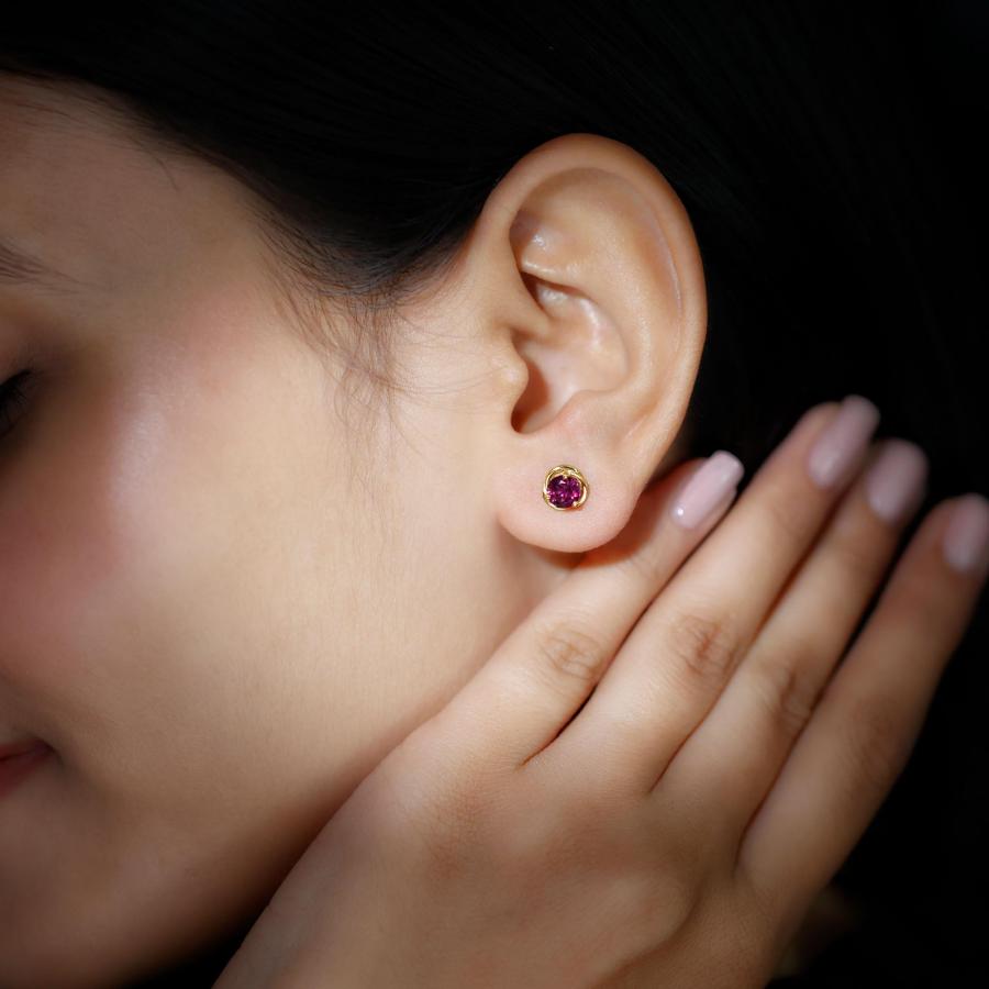 【並行輸入品】1 CT Rhodolite Swirl Stud Earrings, Rhodolite Solitaire Earringsの画像