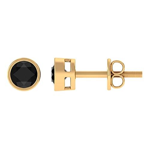 【並行輸入品】Created Black Diamond Stud Earrings for Women, Bezel Set Createdの画像