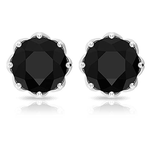 【並行輸入品】6X6 MM Black Spinel Solitaire and Martini Set Stud Earring, 18Kの画像