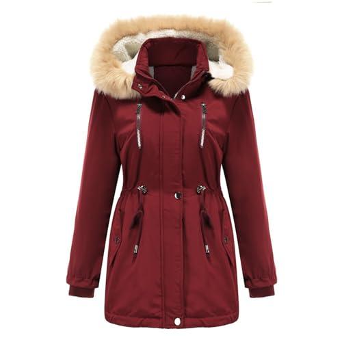 【並行輸入品】HXHYQKP Winter Coats for Women Thick Jacket with Fur Hood Fleeceの画像