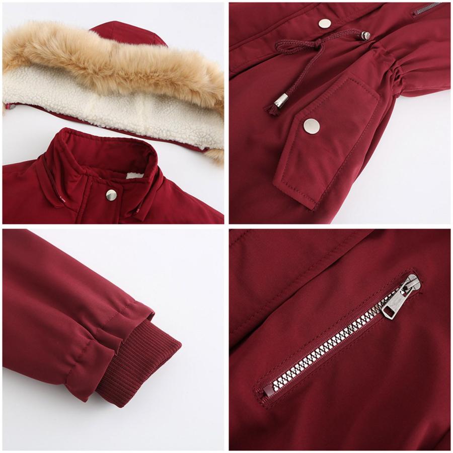 【並行輸入品】HXHYQKP Winter Coats for Women Thick Jacket with Fur Hood Fleeceの画像