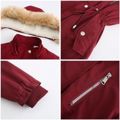 【並行輸入品】HXHYQKP Winter Coats for Women Thick Jacket with Fur Hood Fleeceの画像