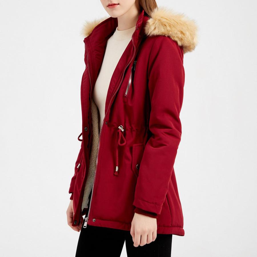 【並行輸入品】HXHYQKP Winter Coats for Women Thick Jacket with Fur Hood Fleeceの画像