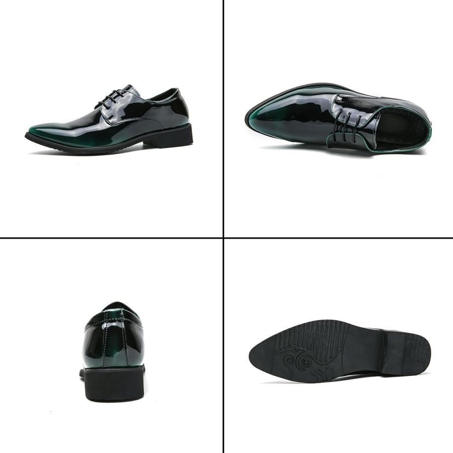 【並行輸入品】Men's Patent Oxford Formal Shoes Classic Business Pointed Toe Lace-Uの画像