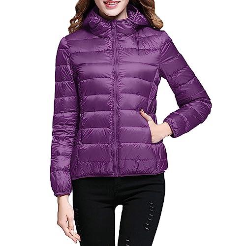 並行輸入品】Lightweight Packable Hooded Puffer Jacket Womens 