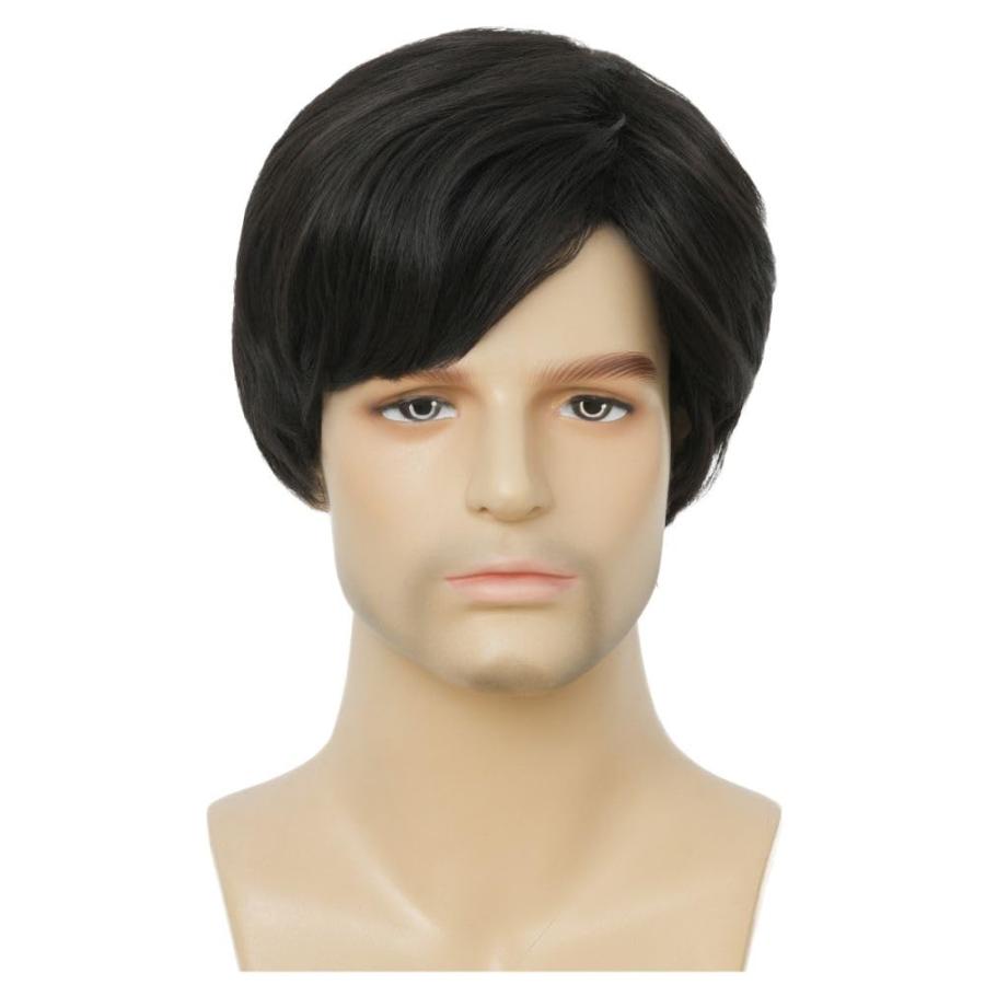 Amnenl Mens Black Short Wig Layered Natural Synthetic Fibre Cosp 並行輸入品｜bestshop-d｜03