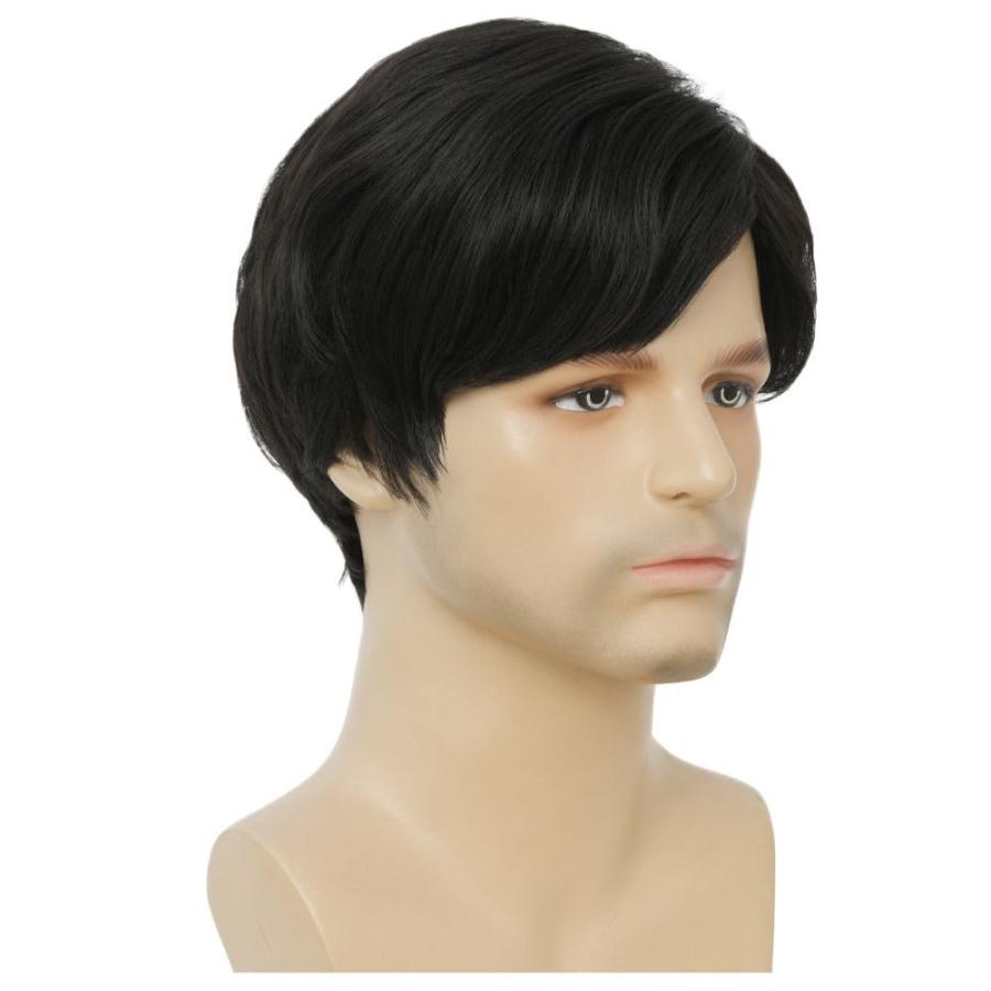 Amnenl Mens Black Short Wig Layered Natural Synthetic Fibre Cosp 並行輸入品｜bestshop-d｜06