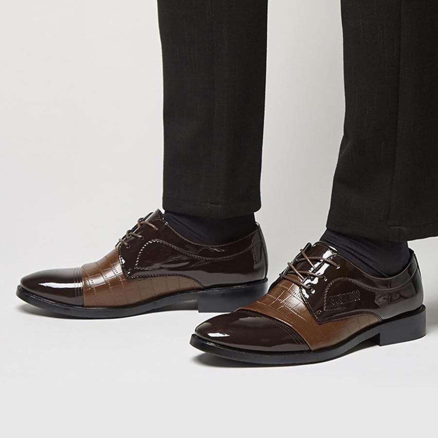 【並行輸入品】Dress Shoes for Men Black Leather Shoes Lace Up Brown Shoes Britishの画像