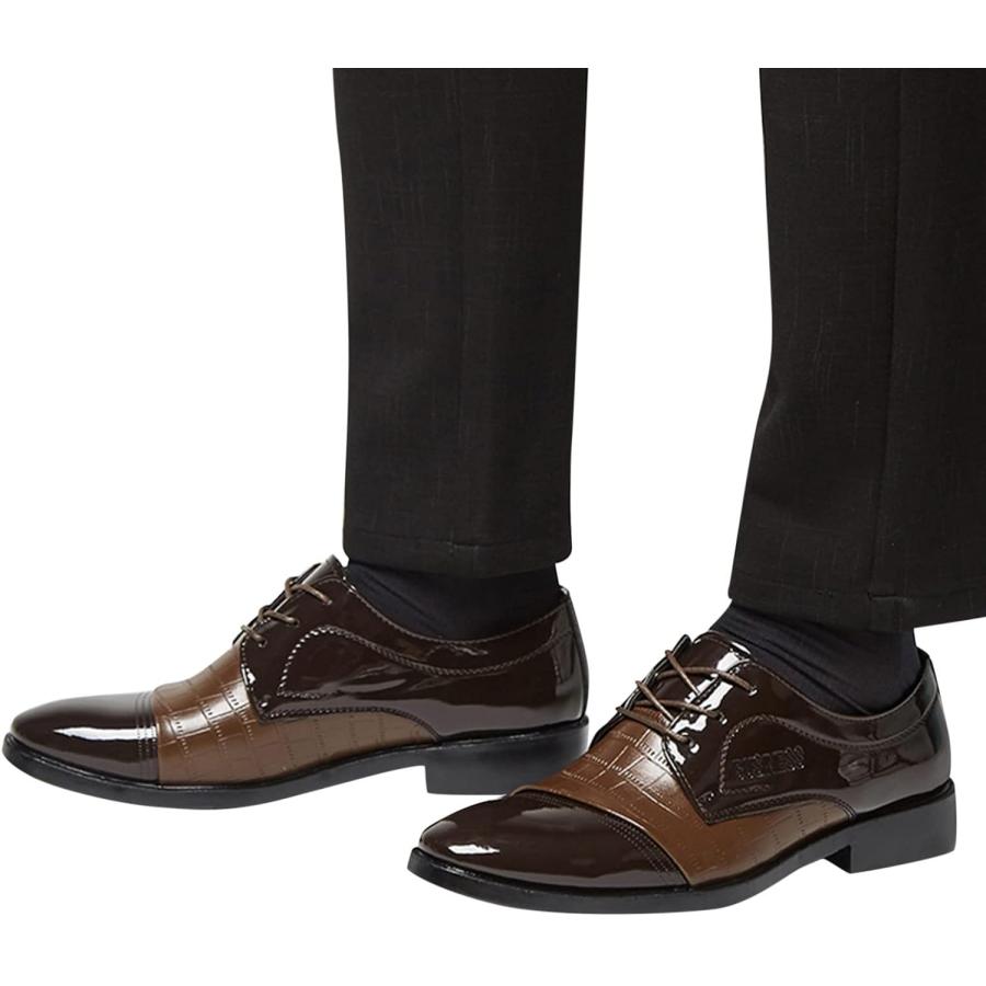 【並行輸入品】Dress Shoes for Men Black Leather Shoes Lace Up Brown Shoes Britishの画像