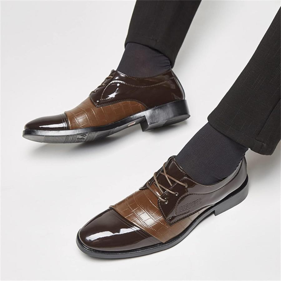 【並行輸入品】Dress Shoes for Men Black Leather Shoes Lace Up Brown Shoes Britishの画像