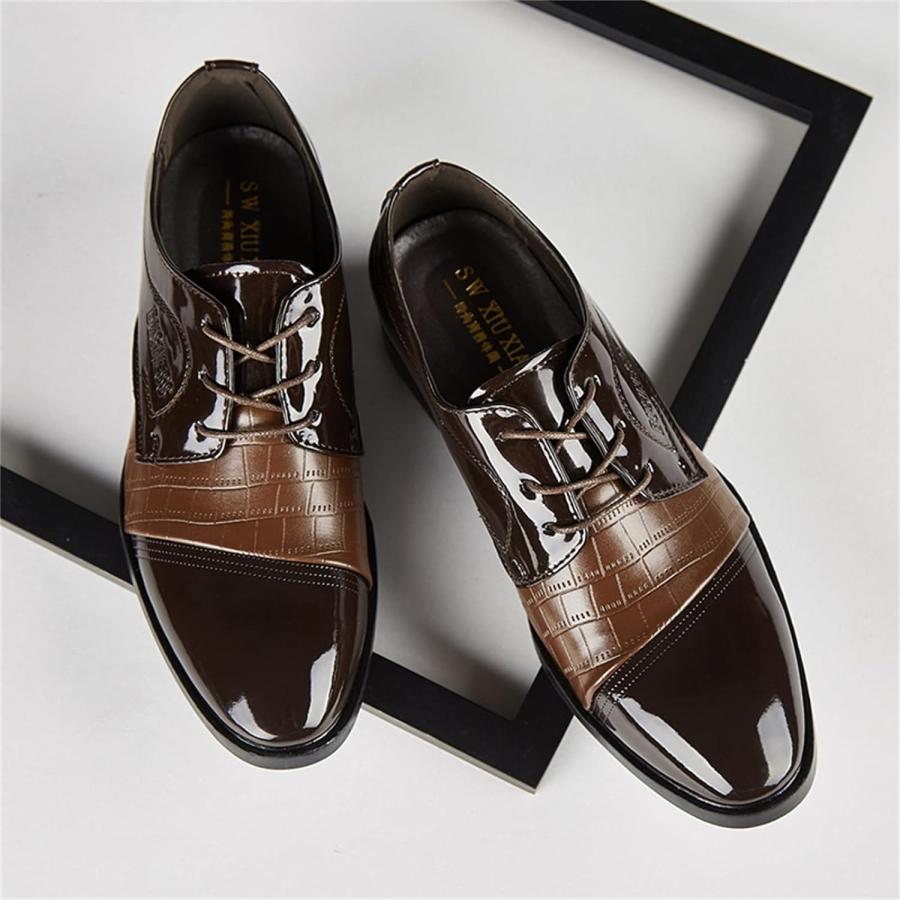 【並行輸入品】Dress Shoes for Men Black Leather Shoes Lace Up Brown Shoes Britishの画像