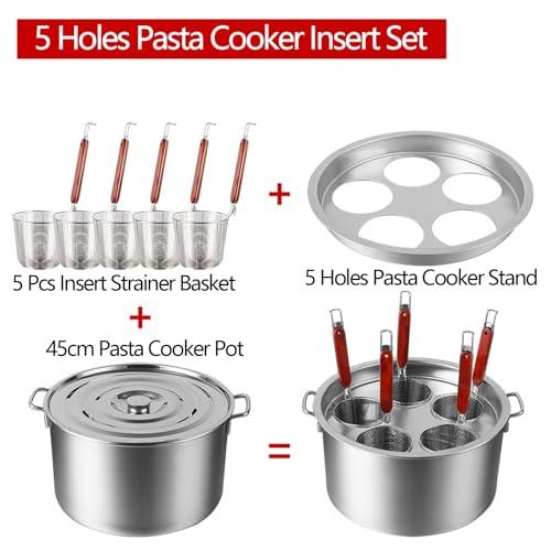 【並行輸入品】3/4/5 Holes Pasta Cooker Insert Set Stainless Steel Pasta Pot Wi_4