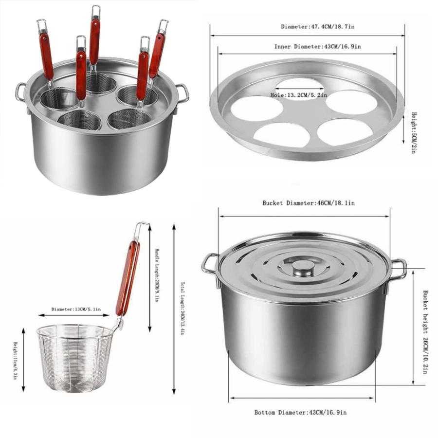 【並行輸入品】3/4/5 Holes Pasta Cooker Insert Set Stainless Steel Pasta Pot Wi_6