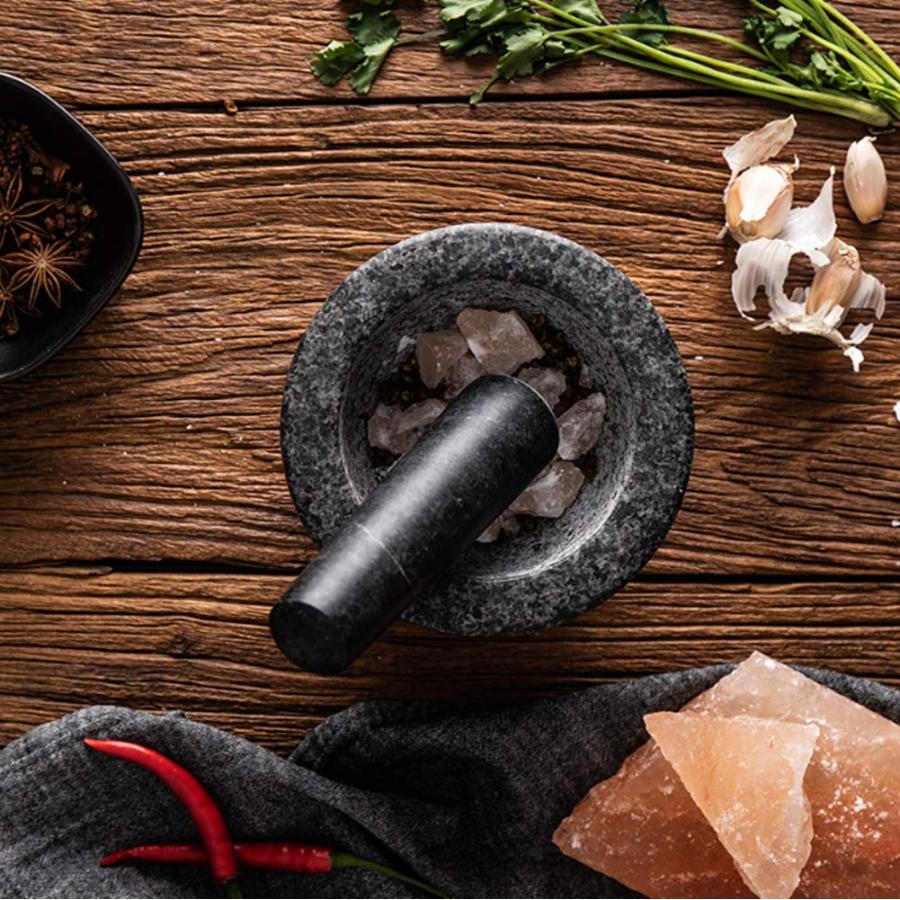 【並行輸入品】Pestle and Mortar   Granite Stone Pestle and Mortar Set for Crusの画像