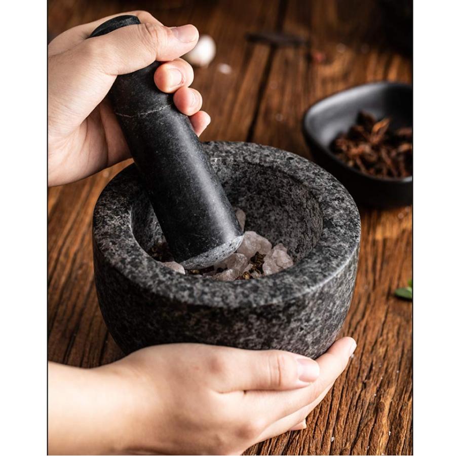 【並行輸入品】Pestle and Mortar   Granite Stone Pestle and Mortar Set for Crusの画像