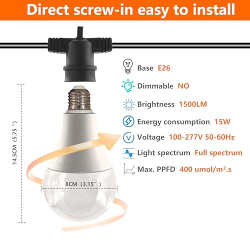 【並行輸入品】 JMXULONG Grow Light Bulbs LED Growth Bulb A25, Full Spectrum Plaの画像