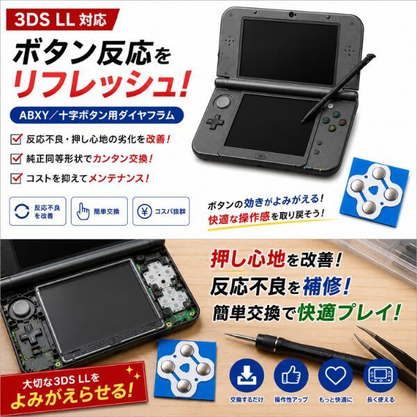 NEW 3DS LL対応 ABXY 上下左右 方向 十字 ボタン ダイヤフラム シール