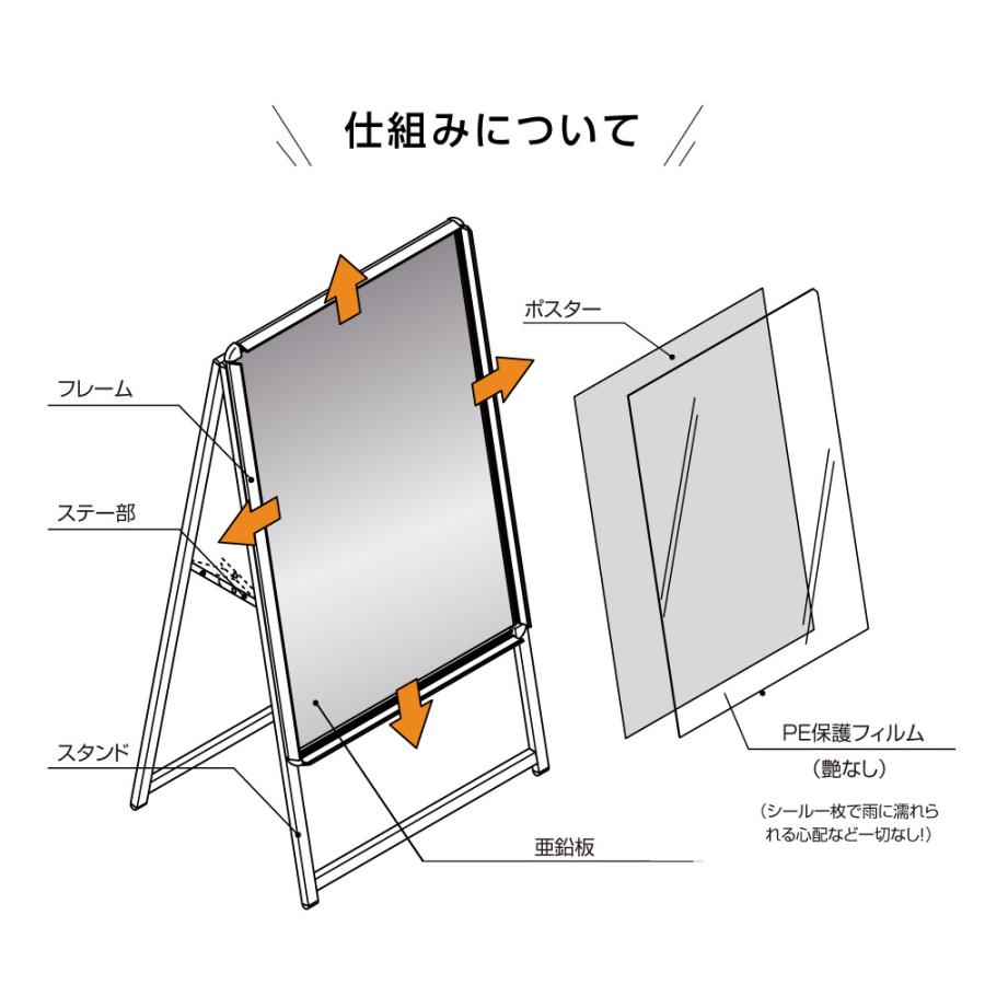 A型看板 アルミ製 グレー　A2サイズ　2個セット BESTSIGN（ベストサイン） A型スタンド看板2点セット（A2サイズ