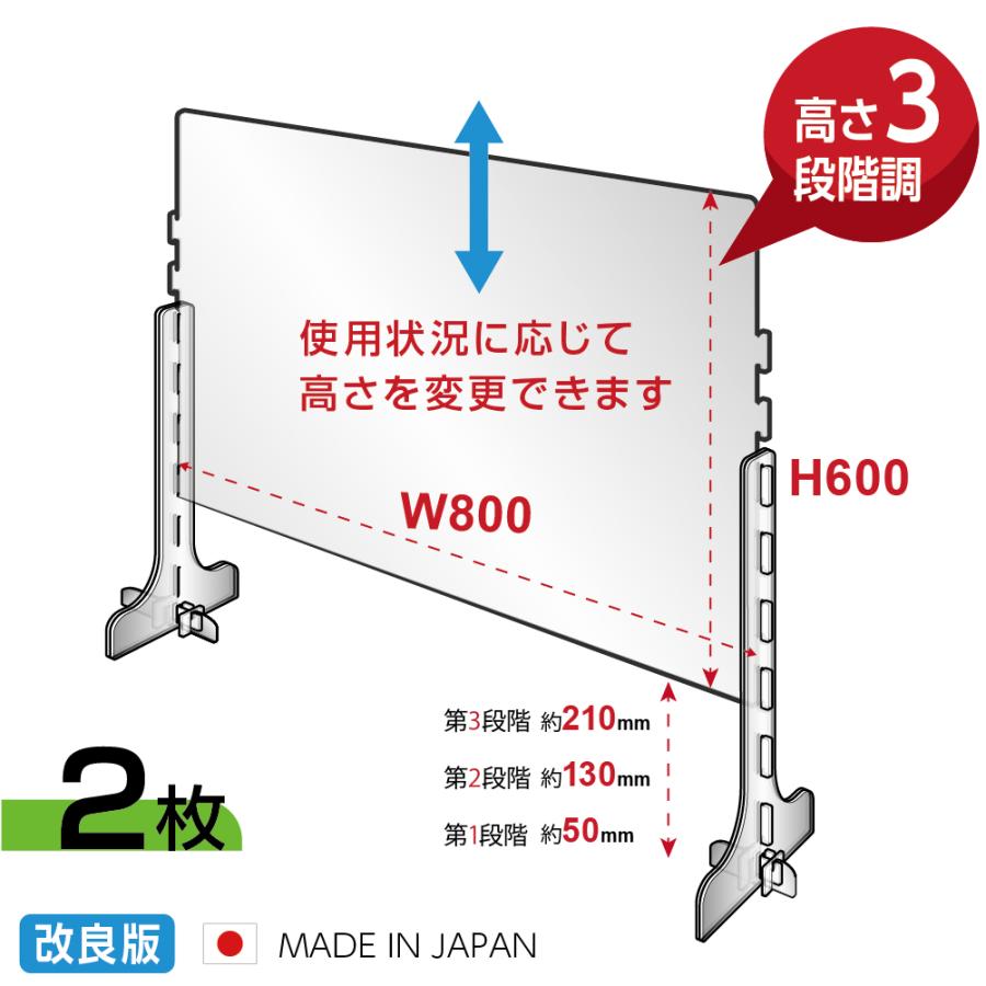 2枚セット 改良版 日本製 3段階調整可能 cap-8060-2set W800mm×H650mm 高透明度アクリルパーテーション キャスト板採用 SEAL限定商品 爆売りセール開催中