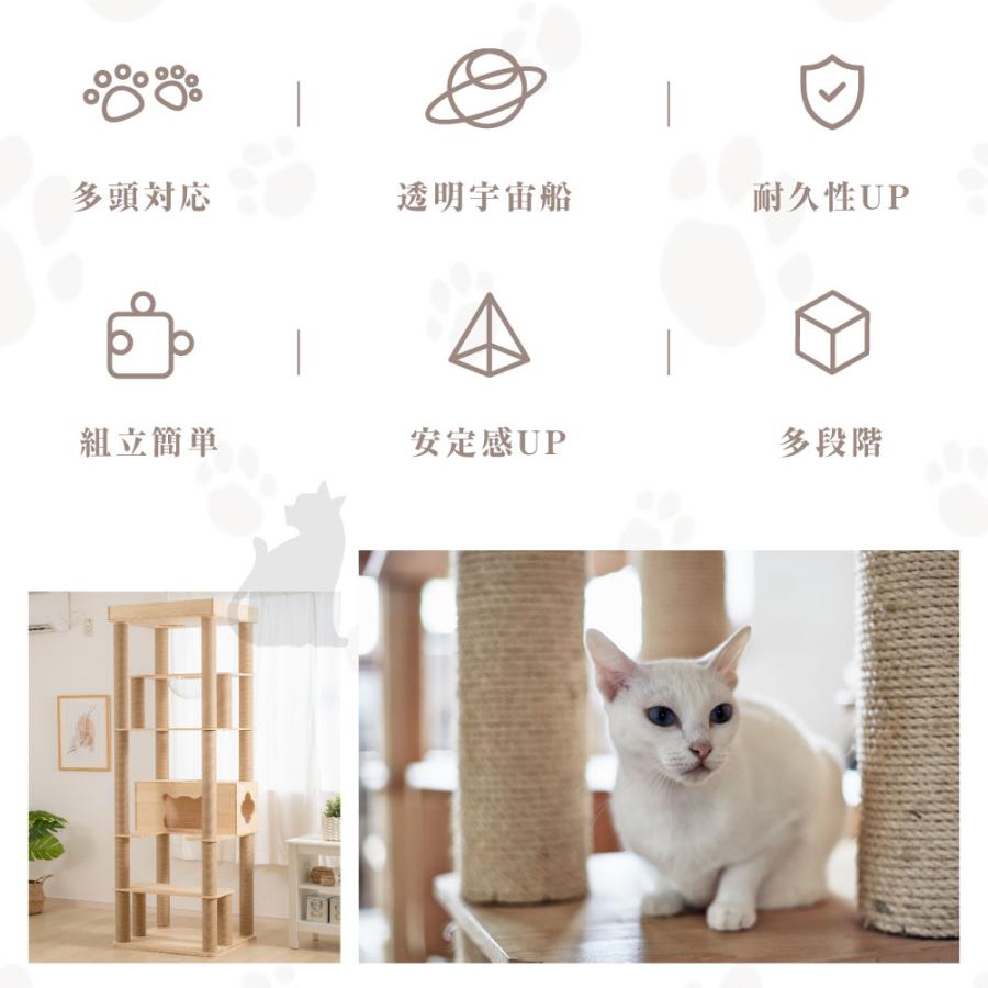 キャットタワー 木製 据え置き 猫タワー 多頭飼い 爪とぎ おしゃれ 大型猫 透明宇宙船 安定性抜群 猫ハウス 突っ張り ネコ 猫用 運動不足 cat-t195jp 木製
