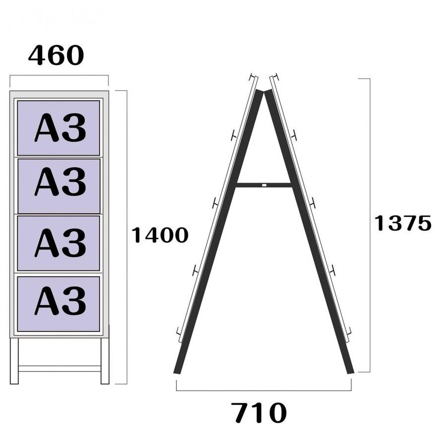 BESTSIGN カードケーススタンド A3サイズ 1列 4段 両面 差し替え