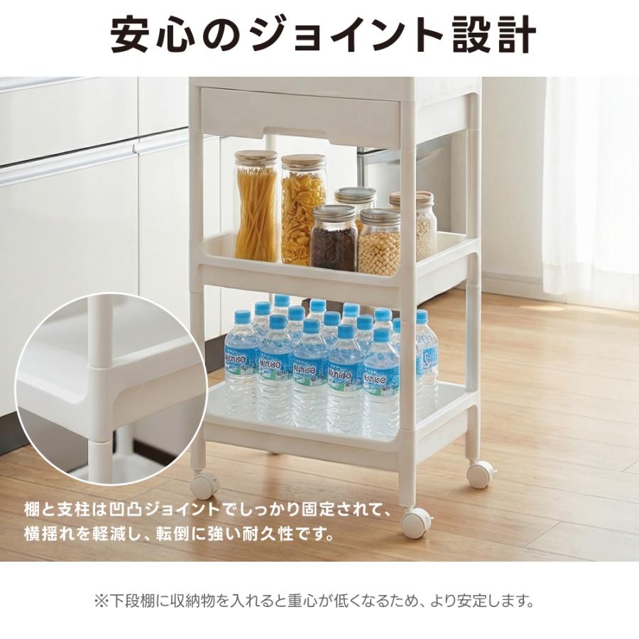 キッチンワゴン キャスター付き 引き出し スリム 収納ケース 木製 天板