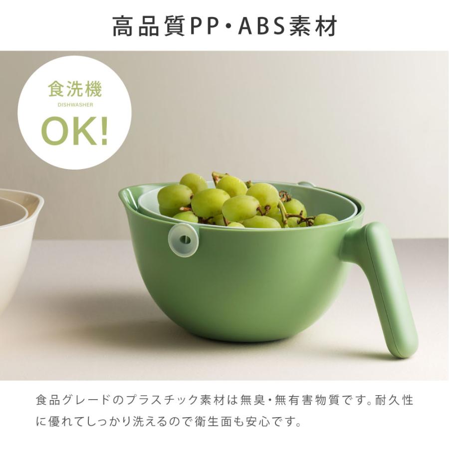 水切りかご 回転式 ボウル付き 水切り 取っ手付き カゴ ざる ザル
