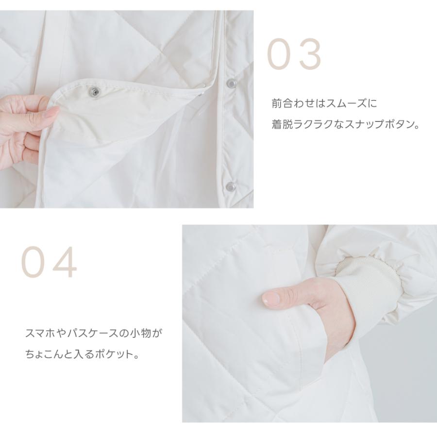 コート 中綿ダウン トップス レディース 秋 冬 中綿コート キルティングジャケット 襟付き アウター ノーカラーダウン ノーカラー  裏地付き 暖かい fle-top03 |  | 09