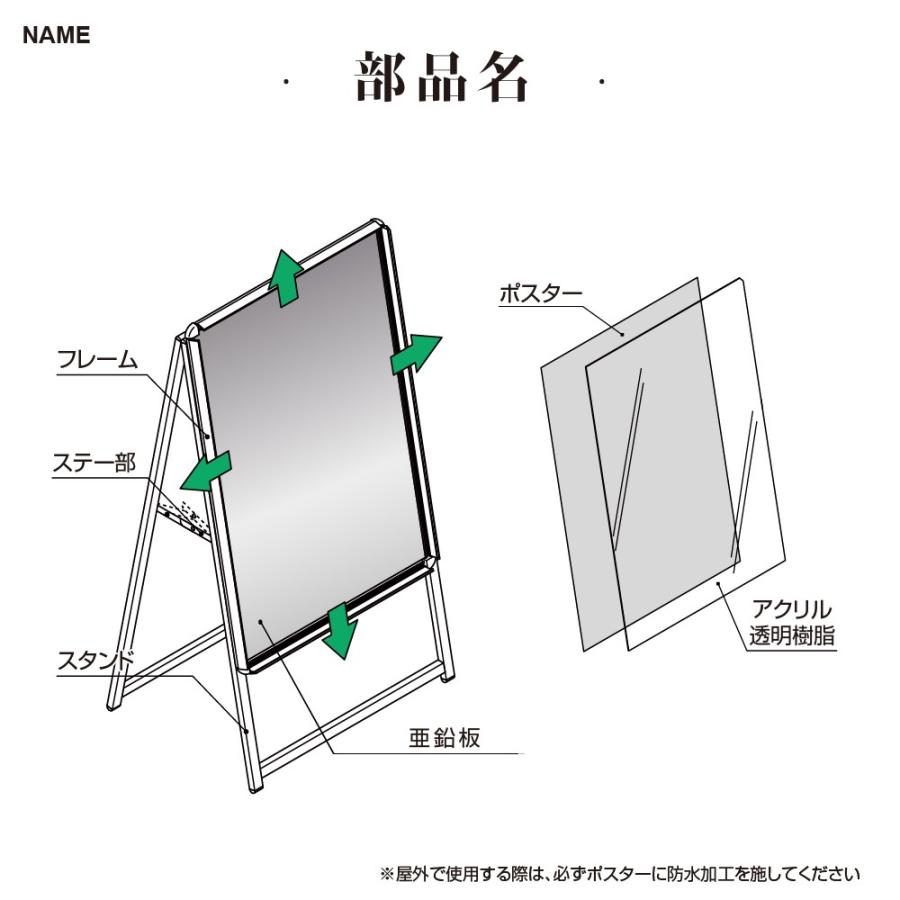 BESTSIGN（ベストサイン） ポスター入れ替え式 黒色 A型看板 B1片面