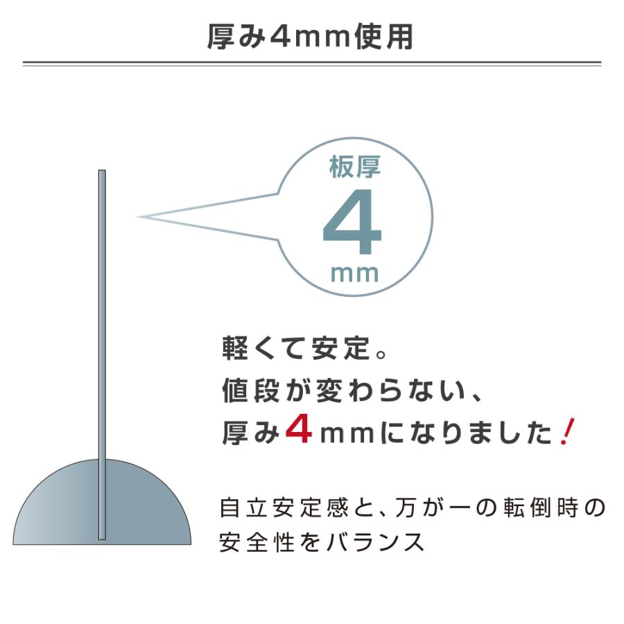 [日本製] 改良版 透明アクリルパーテーション W1200&times;H650mm キャスト板採用 板厚4mm 特大足付き  透明 デスクパーテーション rap-r12065