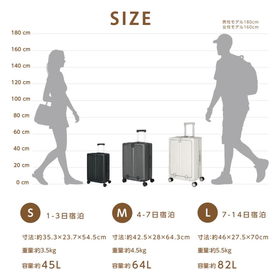 スーツケース キャリーケース キャリーバッグ フロントオープン Sサイズ Mサイズ 1-3日用 泊まる 軽量設計 大容量 トランク 海外旅行  旅行 sc301-20｜bestsign｜20