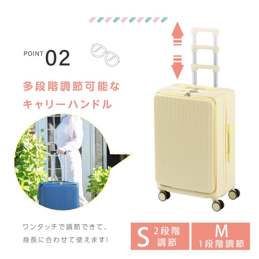前開き スーツケース USBポート付き キャリーケース Sサイズ キャリー