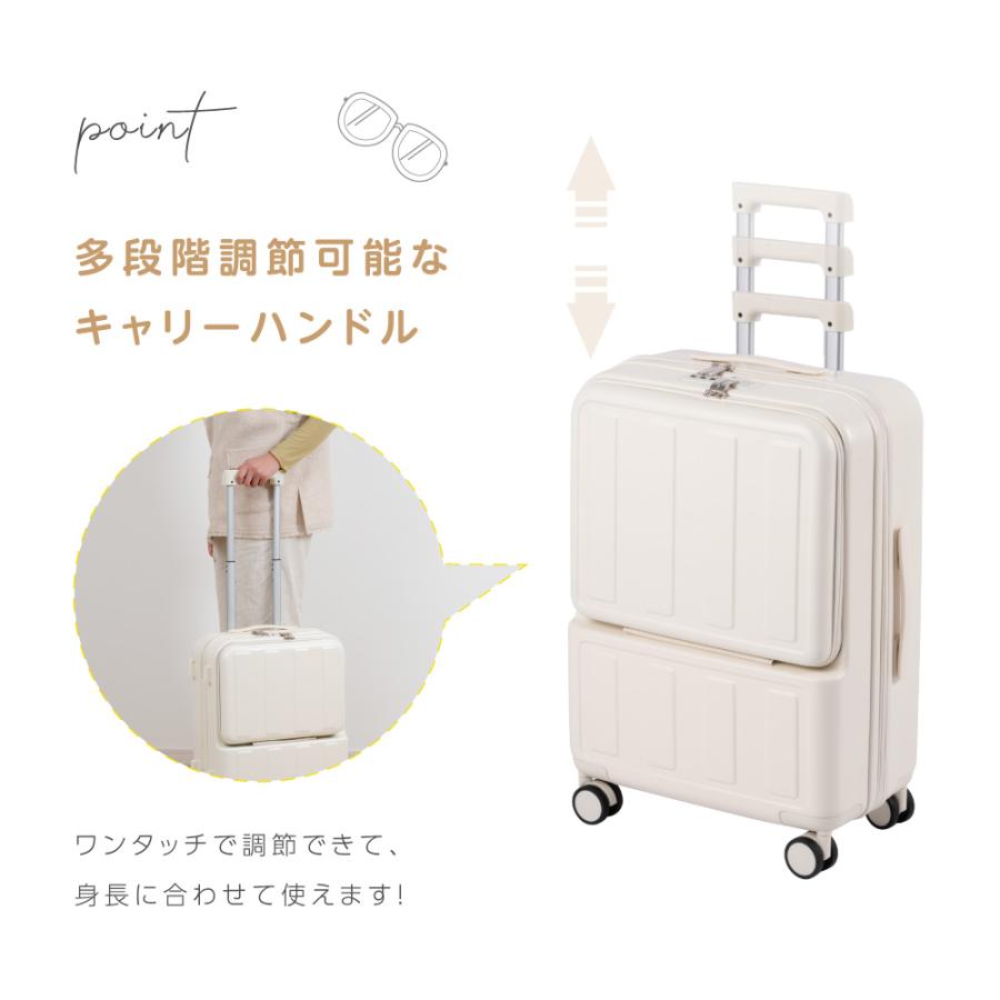 前開き スーツケース USBポート付き キャリーケース Mサイズ 5カラー