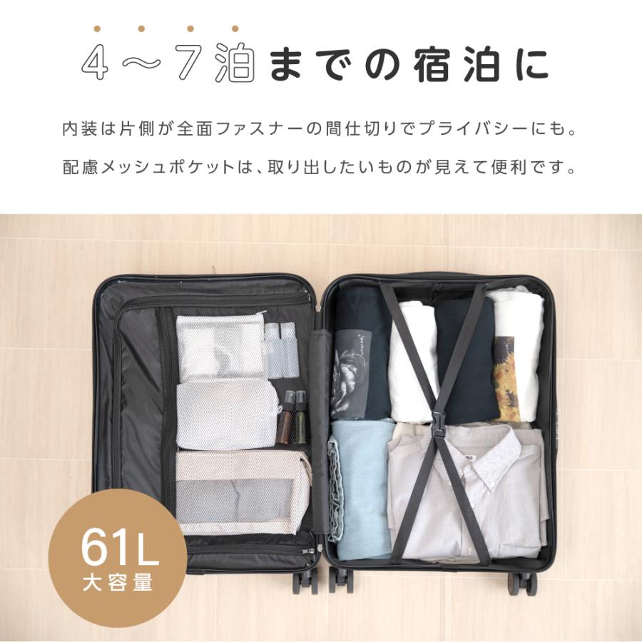 前開き スーツケース USBポート付き キャリーケース Mサイズ 5カラー