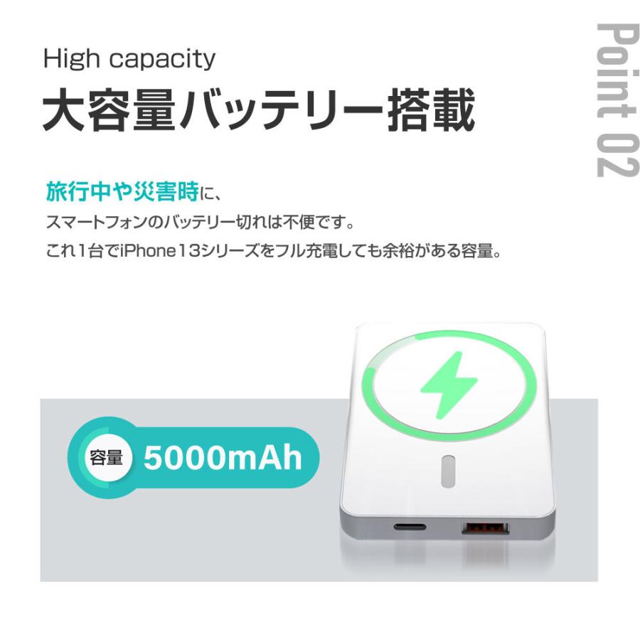 モバイルバッテリー 5000mAh 大容量 18W急速充電 2台同時充電可能 ワイヤレス充電対応 スマホ充電器 残量表示 コンパクト iPhone xd-e34a爆買 | BESTSIGN | 03