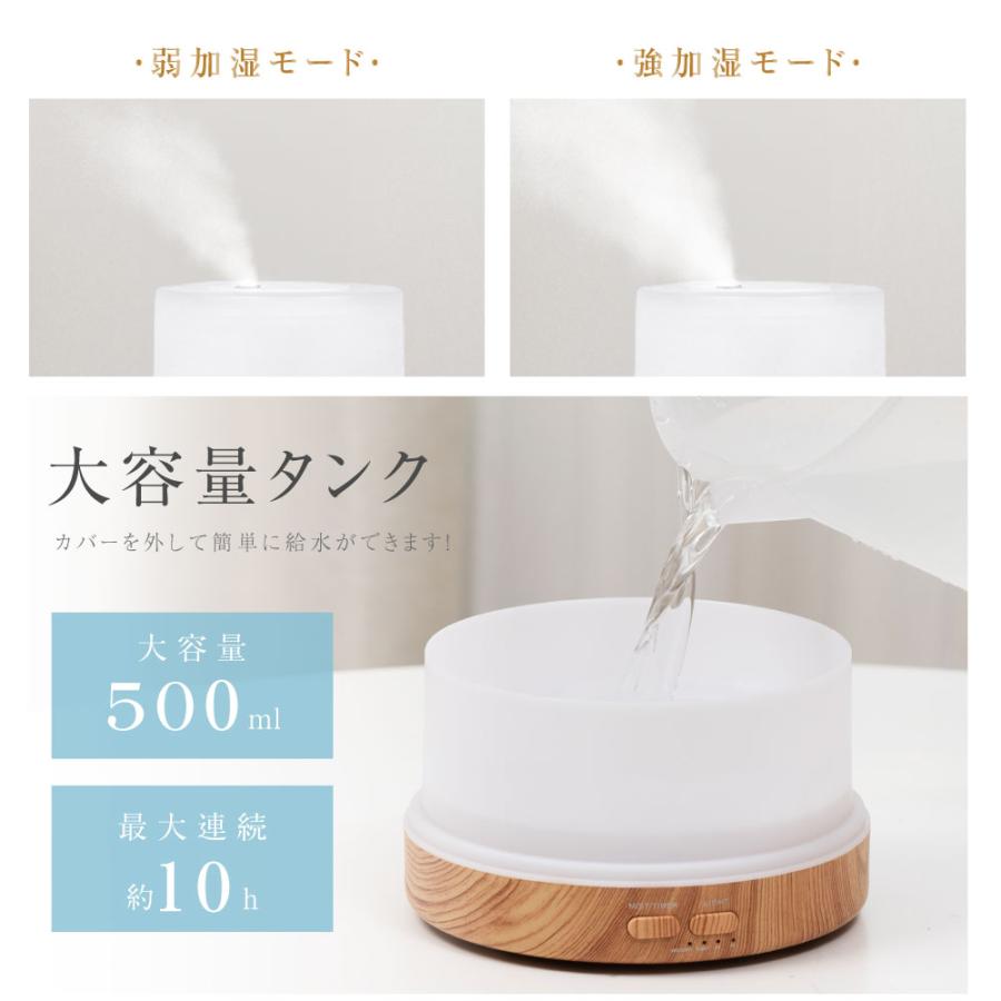 BESTSIGN 超音波 加湿器 卓上 500ml LEDライト7色 アロマ 上部給水